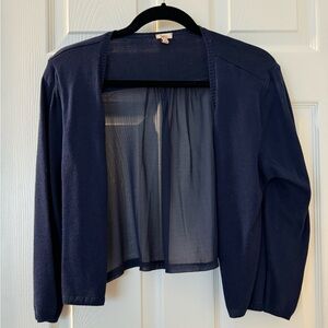 Reba Navy Open-Front Cropped Cardigan